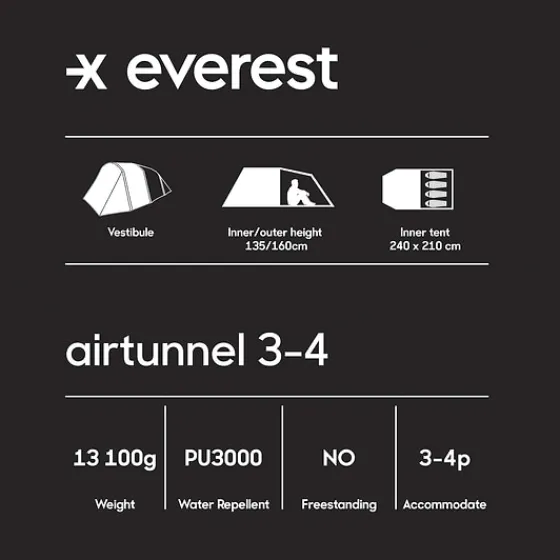 air_tunnel__7.webp Everest Outdoor Tält<Air Tunnel 3-4 DARK BLUE/YELLOW