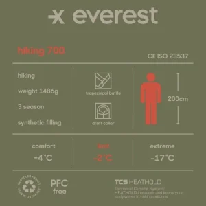Everest Outdoor Sovsäckar<M Hike Sb 700 DARK GREEN/BEIGE
