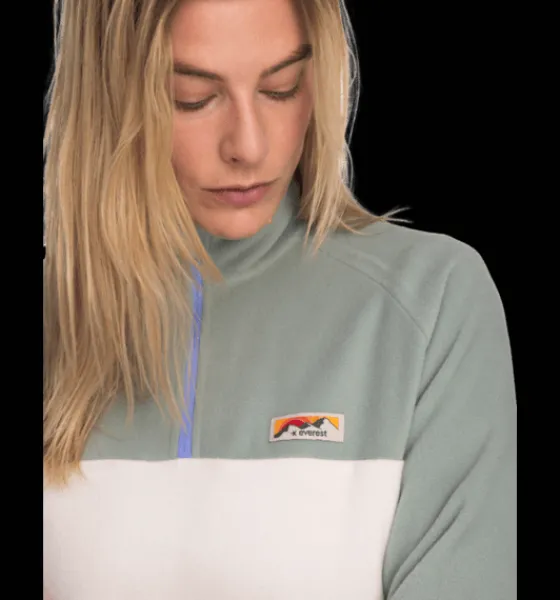 w_quarter_zip_3.webp Everest Outdoor Tröjor & T-Shirts | Tröjor<W Quarter Zip WHITE/GREEN