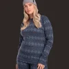 Everest Outdoor Tröjor & T-Shirts<W Wool Underwear Shirt 2 NAVY PATTERN